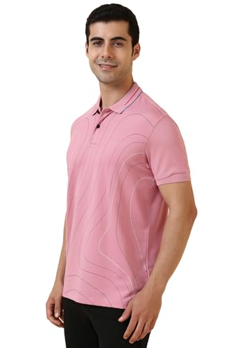 Allen Solly Men Pink Printed Polo Neck T-Shirt