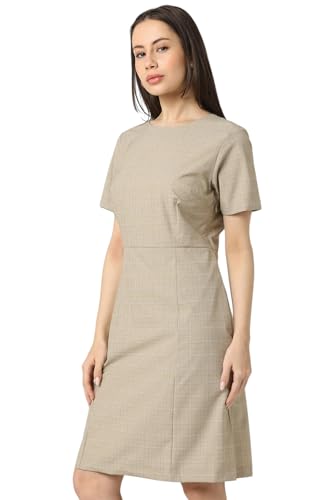 Van Heusen Women's Polyester Blend Modern Knee-Length Dress (VWDRCRGBT93729_Beige
