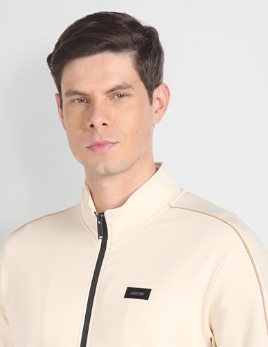 Arrow High Neck Panelled Sweatshirt Nude