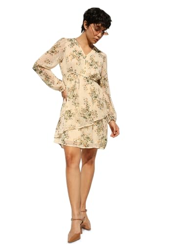 ONLY Women's Regular Fit Beige Dress