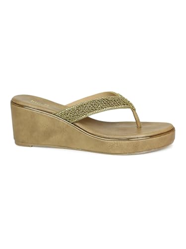 INC 5 Synthetic Open Toe Womens Party Wear Sandals (FWINC600462006, GOLD, SIZE_09)