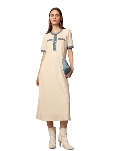 ONLY Women's Regular Fit Beige Dress