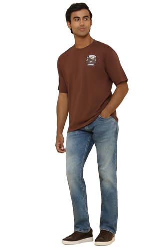 Allen Solly Men Brown Graphic Printed Crew Neck T-Shirt