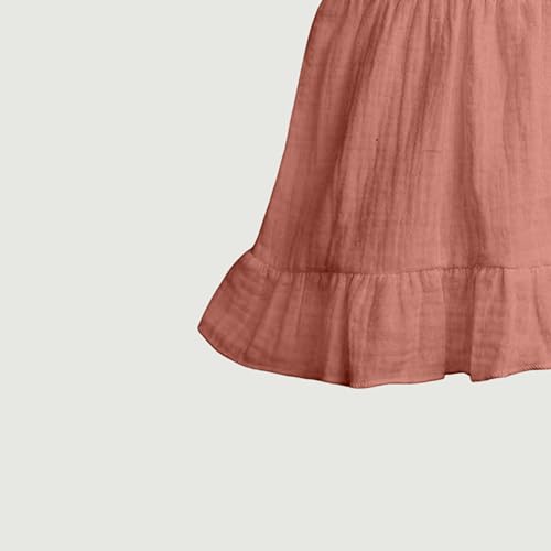 Kidbea Baby Girls Midi/Knee Frocks Birthday Gift | Summer Dress | New Cute Trendy Frock Made with Cotton Fabric White & Rust (5-6 Years)