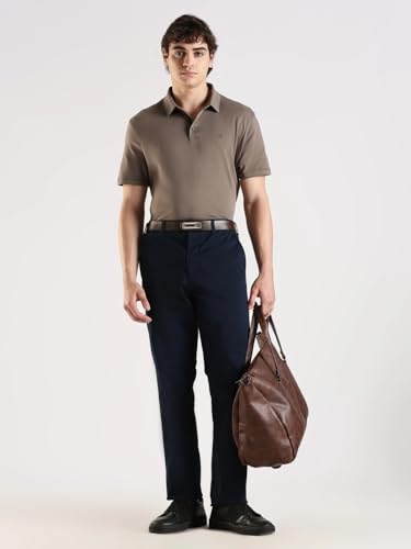 Straight Fit Solid Mid Rise Trouser