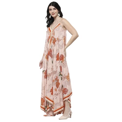 Biba Women's Viscose Blend Relaxed Maxi Dress (SPIOT2943SS25BEG_Beige