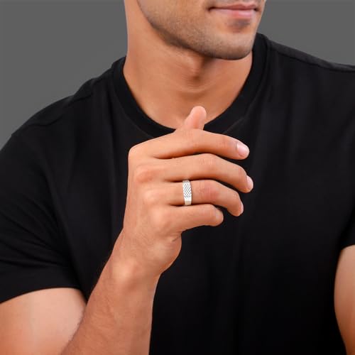 GIVA 925 Silver Textured Edge Ring For Him, Adjustable | Gifts for Men and Boys | With Certificate of Authenticity and 925 Stamp | 6 Months Warranty