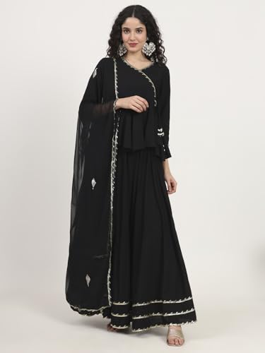 Divena Black Rayon Angarakha pattern Lehenga Choli Sets