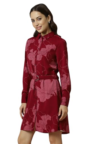 Allen Solly Women's Polyester Modern Mini Dress (AHDRWRGPQ16409_Red
