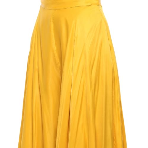 Biba Women Yellow Viscose Blend Lehenga & Blouse With Cape_36