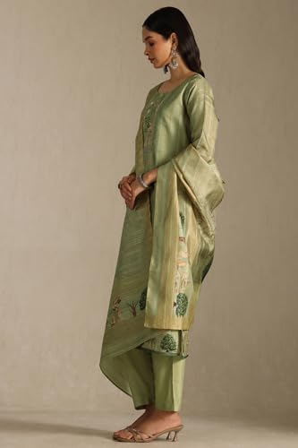 Soch Women's Art Silk Kurta Suit Set (CWA5CD22248_Sap Green