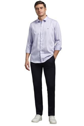 Louis Philippe Men Lilac Solid Full Sleeves Casual Shirt