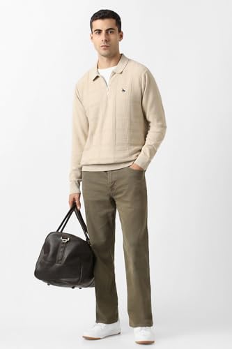 Men Beige Textured Sweater