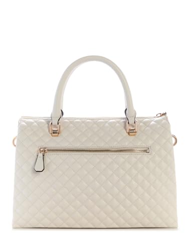GUESS Off White Quilted Everlee Girlfriend Satchel Bag