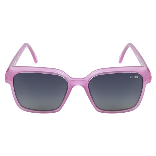 KILLER Women Sunglass - Round Shaped Polycarbonate Lens Sunglasses For Women & Girls (KL3067AFO), Color - Frame - Purple, Lens - Blue