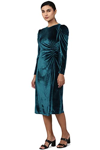 Van Heusen Women's Polyester Classic Below The Knee Dress (VWDRERGFA24531_Navy