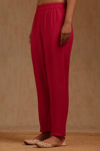 Soch Womens Fuchsia Dola Silk Bandhani Print Kurta Set With Zari Woven