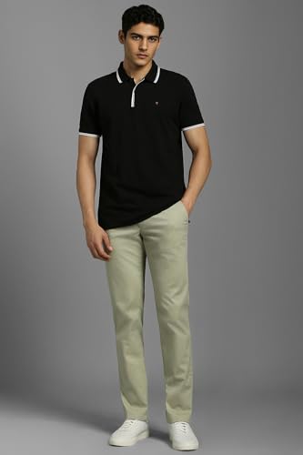 Men Green Textured Flat Front Casual Trousers