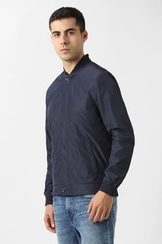 Men Navy Textured Casual Jacket