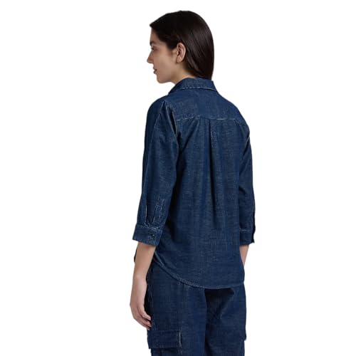 Pepe Jeans Women's Regular Fit Shirt (PL305058_Indigo Blue_Mid Wash