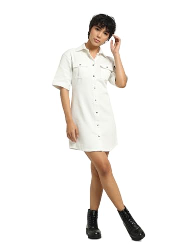 ONLY Women's Regular Fit White Dress