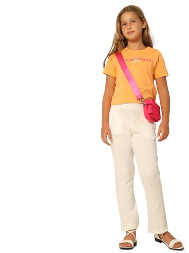 VERO MODA Girls Solid Bootcut Mid Rise White Casual Pants
