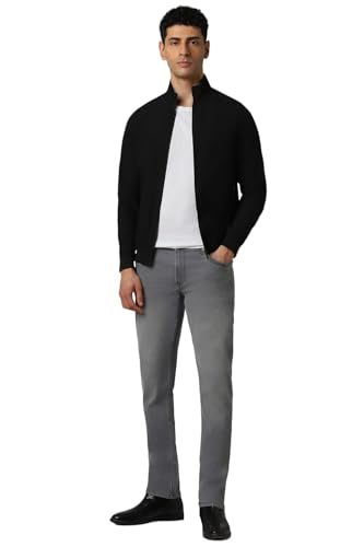 Van Heusen Men Black Solid Casual Jacket