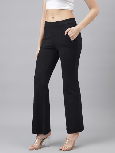 Latin Quarters Women Black Casual Solid High Rise Trouser_L
