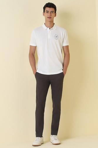 Men Brown Solid Casual Trousers