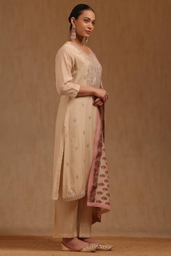 Soch Women's Chanderi Salwar Suit Set (EWA5CD22296_Beige
