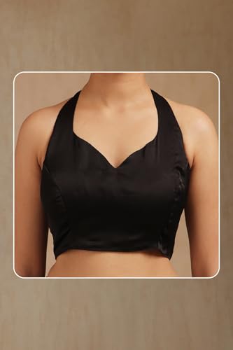 Soch Womens Black Crepe Embellished Saree