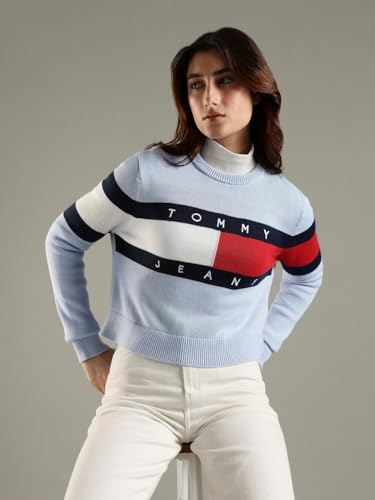 Tommy Hilfiger Relaxed Fit Cotton Crew Neck Sweater Blue