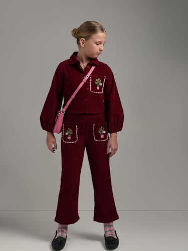 VERO MODA Girl Mid Rise Regular Fit Maroon Pants