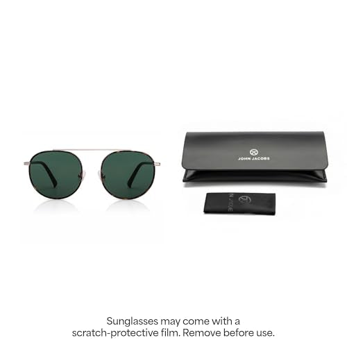 John Jacobs | Gold Green Round | UV Protected Sunglasses | For Men & Women | Size - Medium | JJ S13870