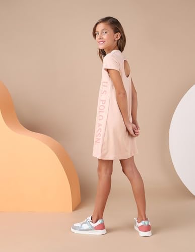 U.S. POLO ASSN. Girl's Cotton A-Line Mini Dress (UGSS25DRS258 Beige