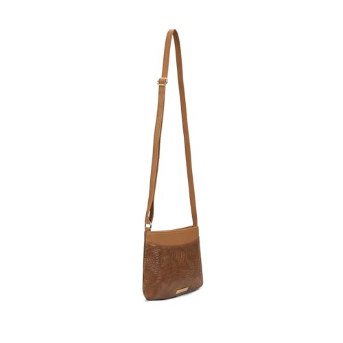 Caprese Pupa Medium Sling Bag for Women with Adjustable Strap & Zipper Closure for Comfortable Wear | Versatile Handbag for Everyday Use, Travel, and Special Occasions (Tan)