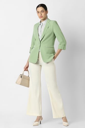 Women Green Solid Blazer