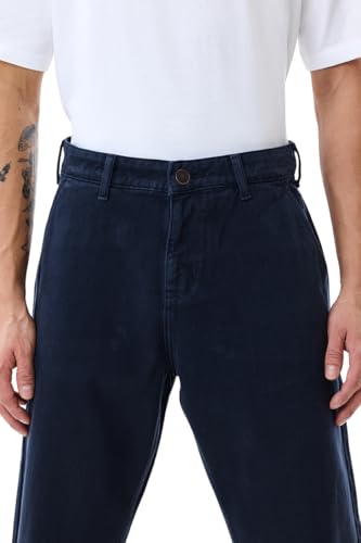 SNITCH Men Jeans | Baggy Fit Relaxed Style with Turned-Up Hem & Mid Rise | 100% Cotton Woven Fabric for Casual & Street Wear |Navy