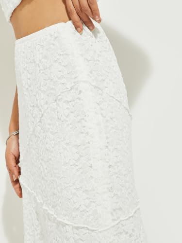 Max Alaya F x URB_N Women Lace Long Skirt (Ivory_M)