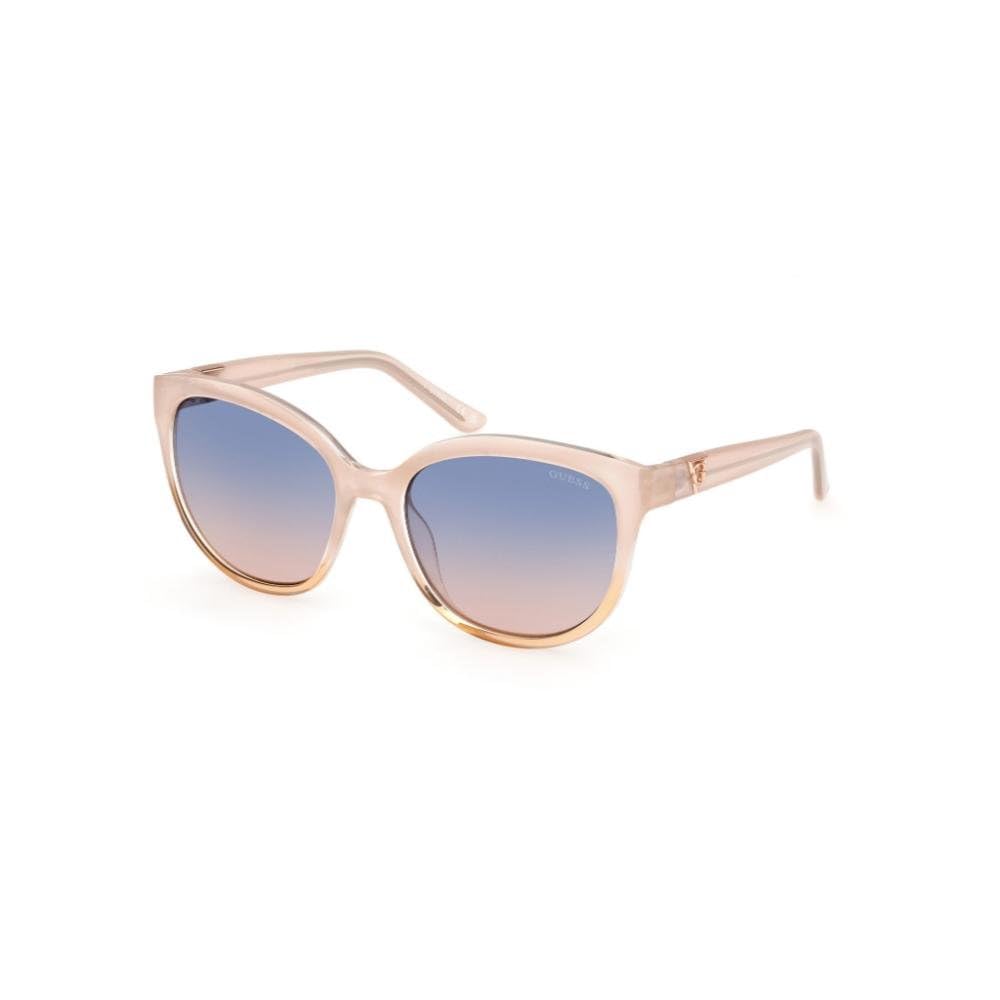 Guess sunglasses| 100% UV protected | Gradient | Full Rim | Round | Women | Large | Shiny Crystal Beige Polycarbonate Frame | Smoke Gradient Lens