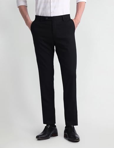 Arrow Dobby Tailored Fit Trousers Black