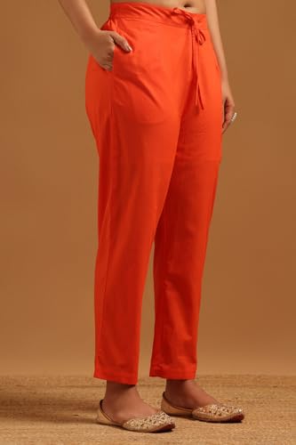 Soch Womens Orange Cotton Ikkat Kurta Set