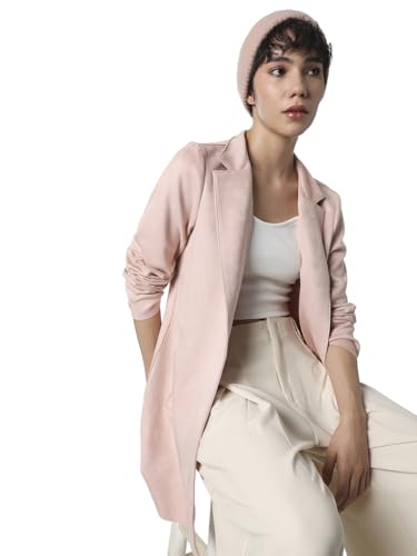 ONLY Women's Solid Regular Fit Pink Coat