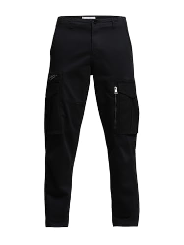 Jack & Jones Men's Regular Fit Mid Rise Black Pants