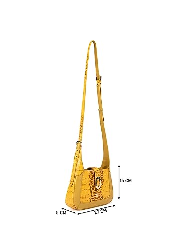 Da Milano Genuine Leather Yellow Sling Bag (00993) (Small)