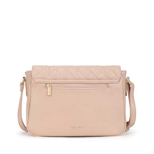 Fastrack Metro Quilted Sling Bag for Women|Pink Faux Leather Crossbody Bag|Quilted Flap Design with Zip & Magnetic Closure Spacious Compartment with Organiser Pockets|Adjustable Strap|External Pocket
