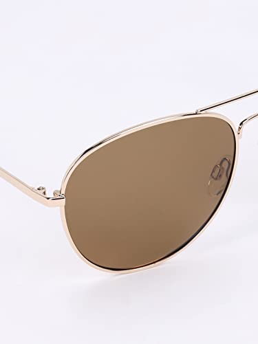 Skechers Men Aviator Gold Polarized Sunglasses, Large