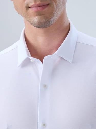 Park Avenue Men Slim Fit Structure Pattern Cotton Polyester Blend Short Collar Full Sleeve Round Hem Formal Shirt White