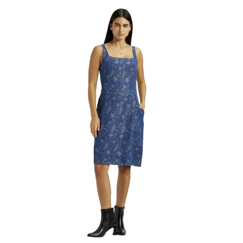 Levi's Women's Floral Blue Square Neck Dress