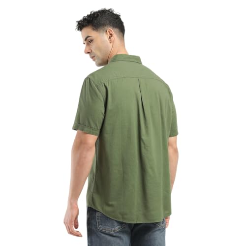 Levi's Men's Solid Slim Fit Shirt (32908-0341_Green
